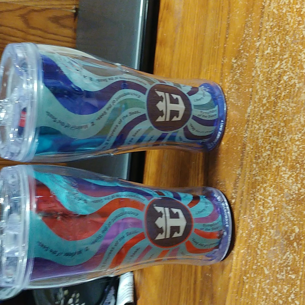 2 Royal Caribbean soda tumblers 2017.